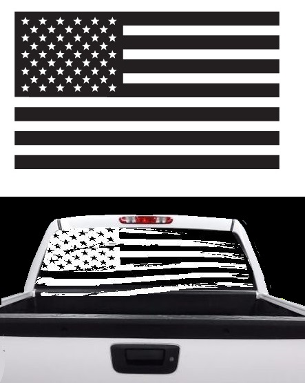 American Flag Rear Window 60"x20" Decal